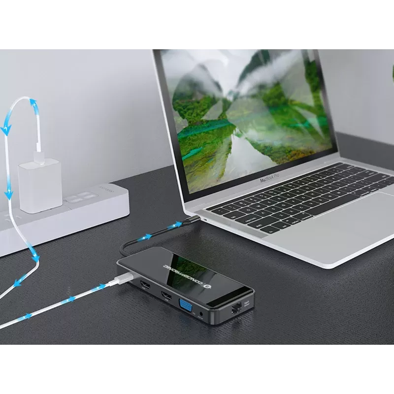 Conceptronic DONN15G Laptop-Dock/Port-Replikator Kabelgebunden USB 3.2 Gen 1 (3.1 Gen 1) Typ-C Grau