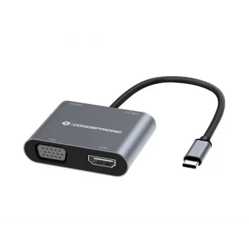 Conceptronic DONN16G Kabelgebunden USB 3.2 Gen 1 Typ-C Grau 100W 4K Ultra HD