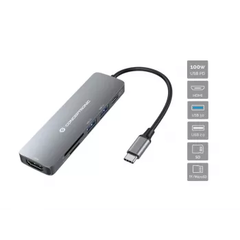 Conceptronic DONN11G 6-in-1 USB 3.2 Gen 1 Dockingstation, HDMI, 100W USB PD, USB 3.0, USB 2.0, SD, TF/MicroSD