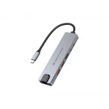 Conceptronic DONN29G 6-in-1 USB 3.2 Gen 2 Dockingstation, 4K60Hz HDMI, USB-A 10Gbps x 2, USB-C 10Gbps, GbE LAN, 140W USB PD 3.1