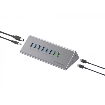 Conceptronic HUBBIES18G 10-in-1 60W USB 3.0 Hub-Charger-Kombination, 2-in-1 USB-C-USB-A-Kabel, USB 3.2 Gen 1