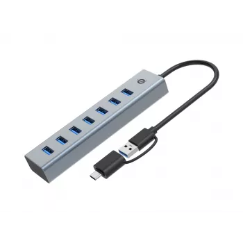 Conceptronic HUBBIES21GP 7-Port USB 3.0 Hub mit Netzteil, 5 Gbit/s, USB-A x 7