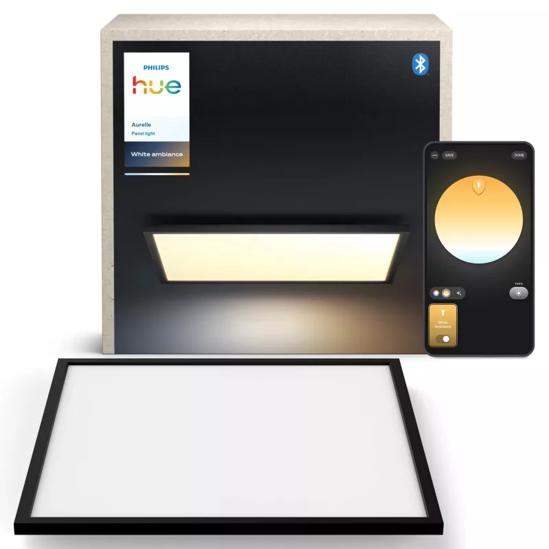 Smarte Deckenleuchte Philips Hue Aurelle Square Panel XL, schwarz