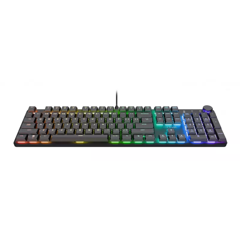 Trust GXT 866 Torix 24910 mechanische Gaming-Tastatur, kabelgebunden USB, beleuchtet, QWERTY US International, Schwarz