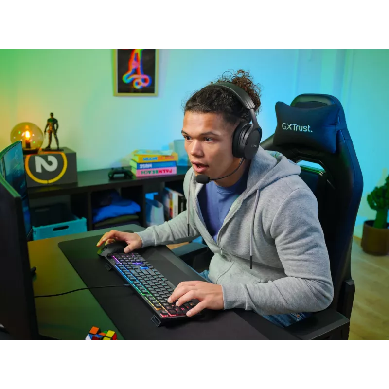 Trust GXT 866 Torix 24910 mechanische Gaming-Tastatur, kabelgebunden USB, beleuchtet, QWERTY US International, Schwarz