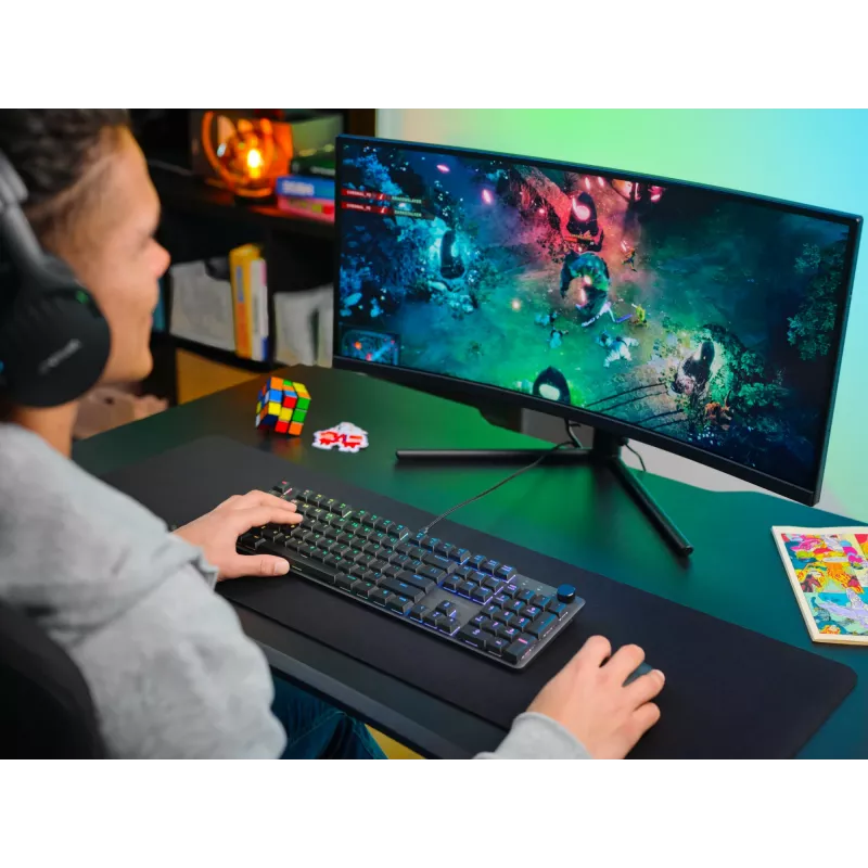 Trust GXT 866 Torix 24910 mechanische Gaming-Tastatur, kabelgebunden USB, beleuchtet, QWERTY US International, Schwarz