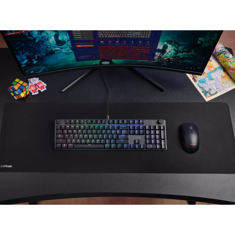 Trust GXT 866 Torix 24910 mechanische Gaming-Tastatur, kabelgebunden USB, beleuchtet, QWERTY US International, Schwarz