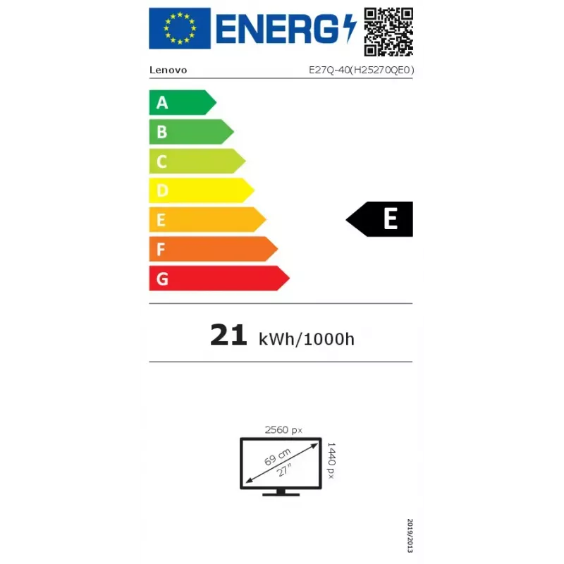 Monitor Lenovo ThinkVision E27Q-40 27 Zoll LCD Quad HD 2560 x 1440