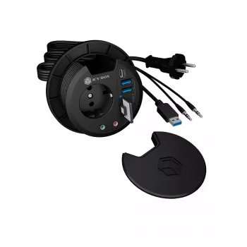 ICY BOX IB-HUB1430-CR In-Desk USB 3.2 Gen 1 Multiport-Hub, Schwarz