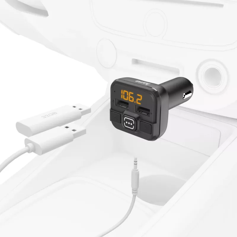 Hama 00014163 UKW-Sender / Netzteil, AUX-IN, USB-IN, Schwarz