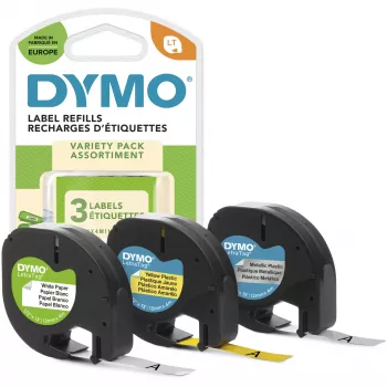 DYMO LetraTag Beschriftungsband sortiert 3er-Pack