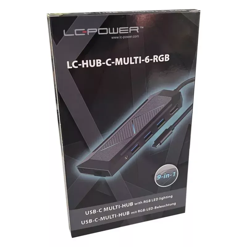 USB Hub LC-Power LC-HUB-C-MULTI-6-RGB Type-C 5000 Mbit/s Schwarz