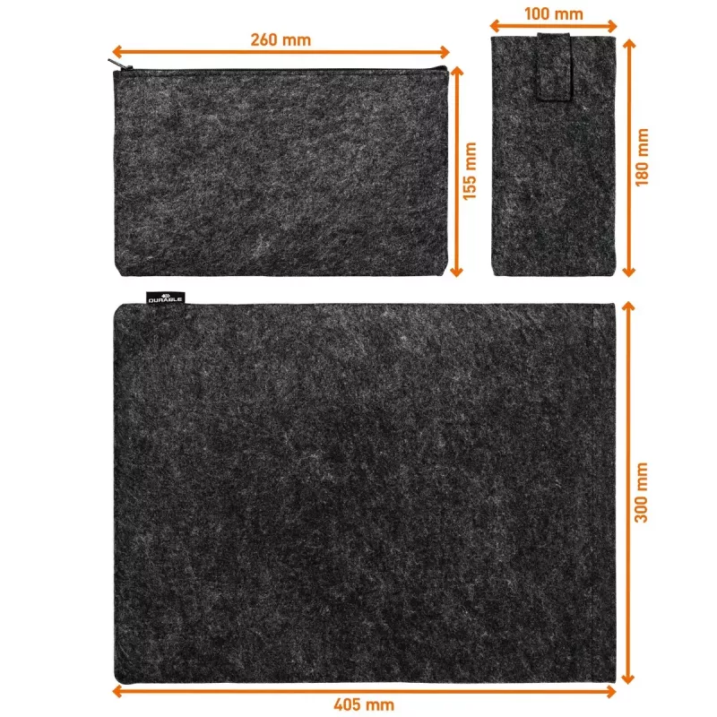 Durable 507158 MultiBag EFFECT Hülle für Laptop / Tablet 16,4″ (41,7 cm), recycelter PET-Filz, mit Zubehör- und Handytasche