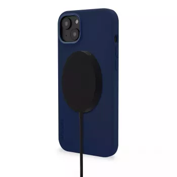 Decoded D23IPO14MBCS9NE AntiMicrobial Silikon-Backcover mit MagSafe für iPhone 14 Plus, Navy Peony