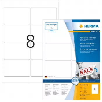 Wiederablösbare Etiketten HERMA 10308 A4 96x63,5 mm weiß