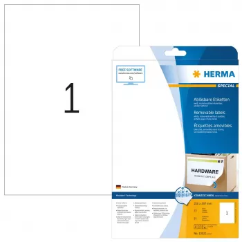 Selbstklebendes Druckeretikett HERMA Wiederablösbare Etiketten A4 210x297 mm weiß Movables