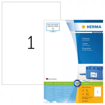 Selbstklebendes Druckeretikett HERMA Labels Premium A4 210x297 mm
