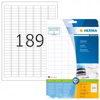 Selbstklebendes Druckeretikett HERMA Labels Premium A4 25,4x10 mm 4725 Stück