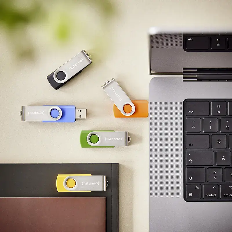 INTENSO Office Line USB-Stick-Multipack 5×64 GB, USB-A, USB 3.2 Gen 1, Swivel, mehrfarbig