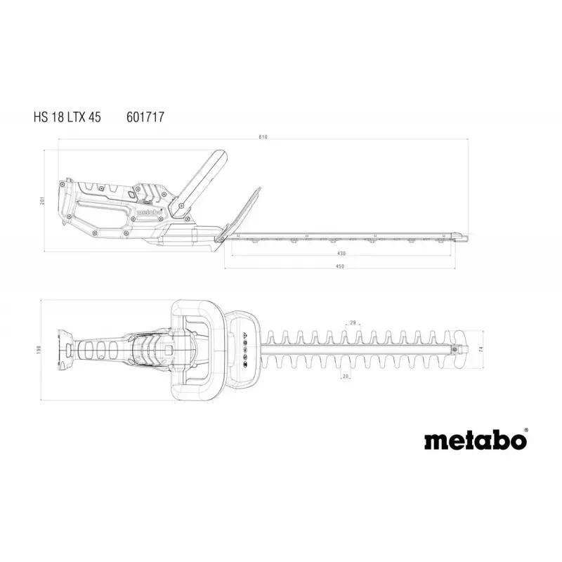 Metabo HS 18 LTX 45 Akku-Heckenschere (Tool Only)