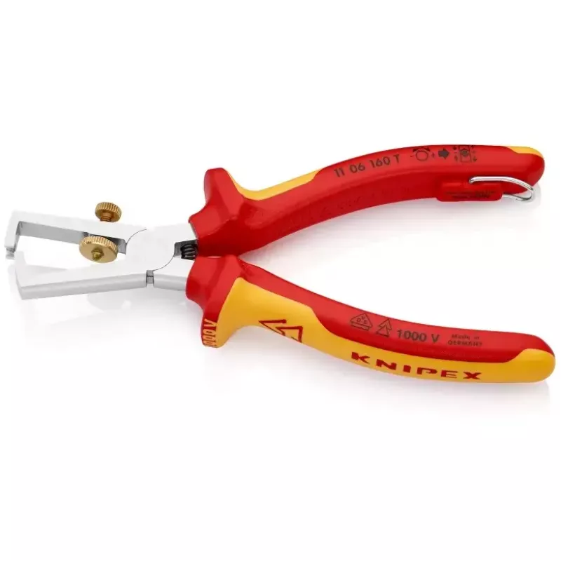 Knipex 11 06 160 T Isolierter Abisolierzange mit Öffnungsfeder, 160 mm