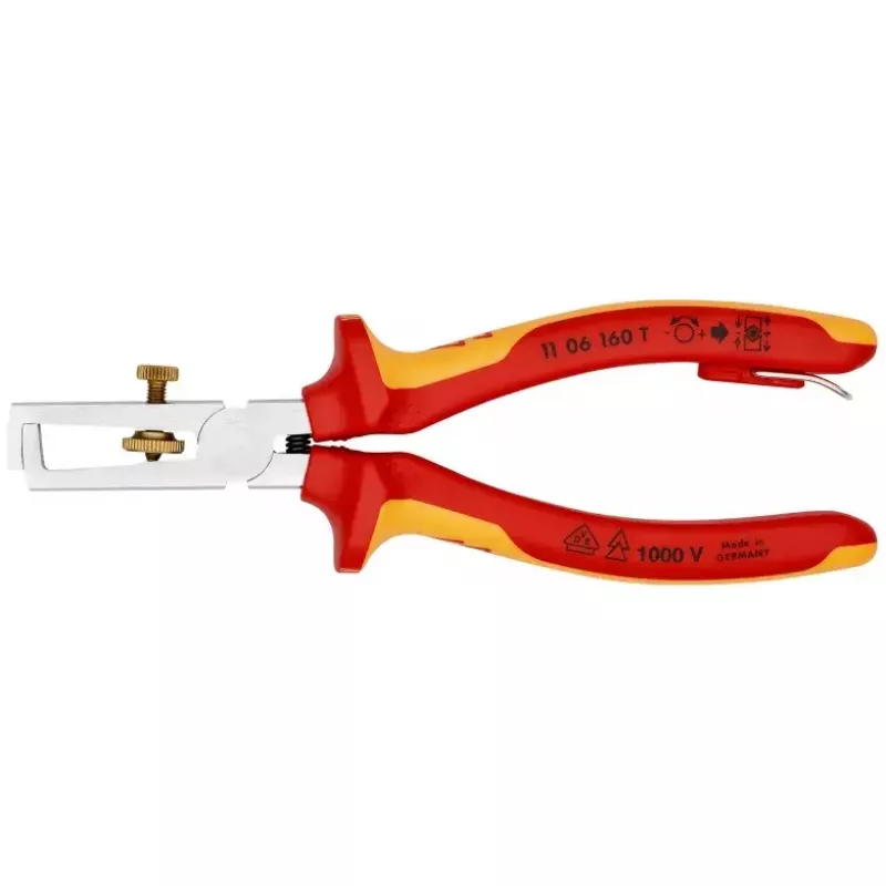 Knipex 11 06 160 T Isolierter Abisolierzange mit Öffnungsfeder, 160 mm