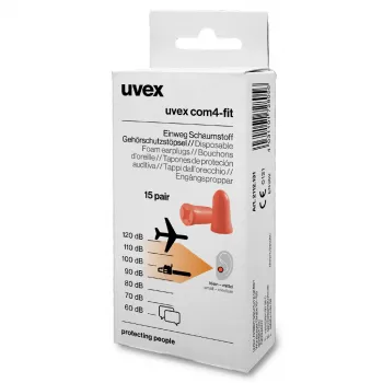 uvex com4-fit Einweg-Ohrstöpsel 33 dB, 15 Paar (2112131)