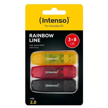 Intenso Rainbow Line USB-Stick 8 GB, USB-A 2.0, 3er-Multipack, Mehrfarbig