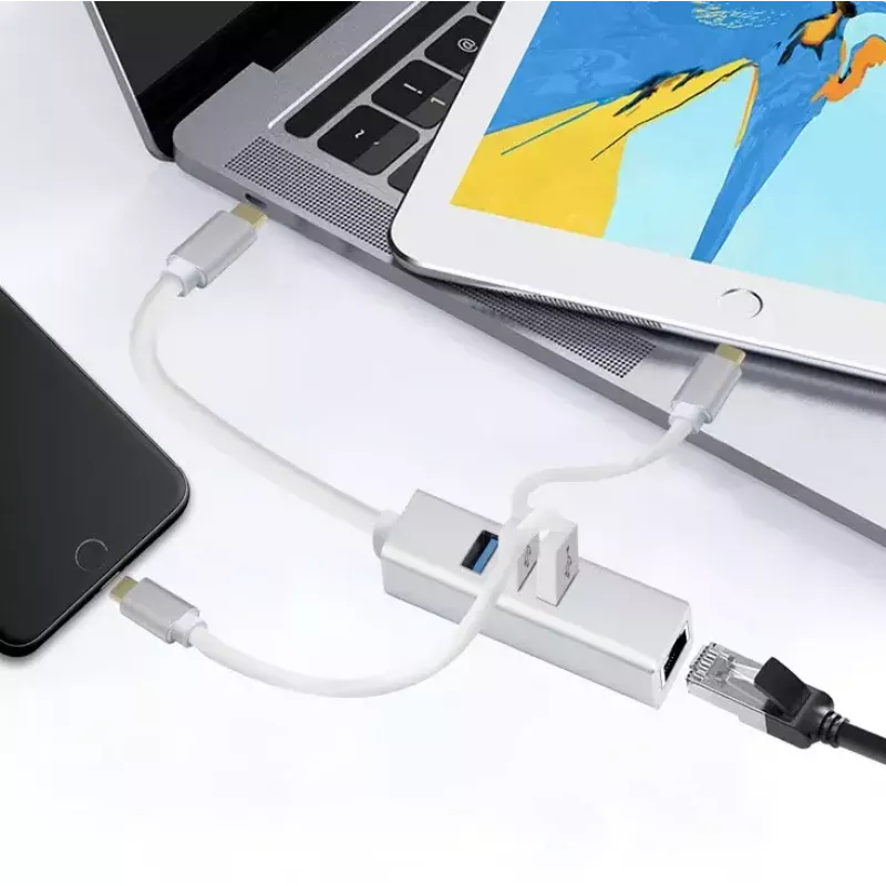 USB Hub Helos 288390 Type-C 5000 Mbit/s Silber