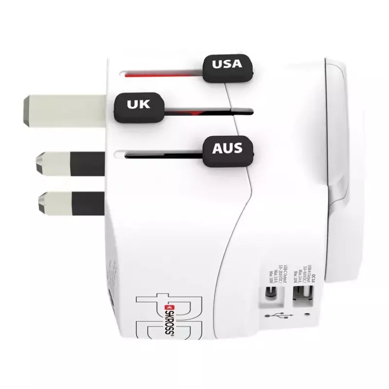 Skross Pro Light USB AC30PD World Reiseadapter, weiß