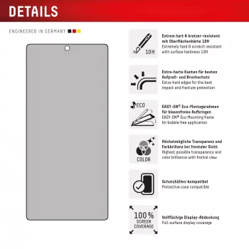 Displex Privacy Screen Protector (10H) für Samsung Galaxy S25 Ultra, Eco-Montagerahmen, Privacy-Filter