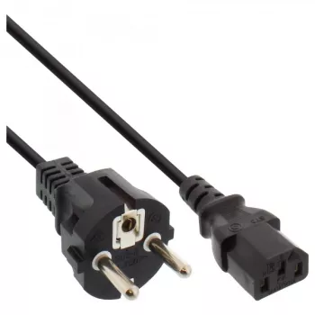InLine power Kabel, CEE 7/7 gerade / 3pin IEC C13 male, Schwarz, 5m