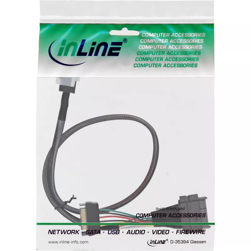 InLine U.2-Verbindungskabel, SSD mit U.2 (SFF-8639) auf SFF-8643 + Stromversorgung, 0,75 m