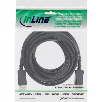 InLine DisplayPort 1.4 Kabel aktiv, 8K4K, schwarz, gold, 10 m