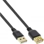 InLine USB 2.0 Flachkabel Typ A Stecker/Buchse vergoldet schwarz 1 m