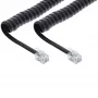 InLine Spiralkabel RJ10 direkt belegt Stecker / Stecker, schwarz, bis zu 2m