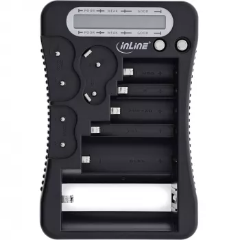 Batterietester InLine 01285 mit LCD-Anzeige für Rund- und Knopfzellenbatterien