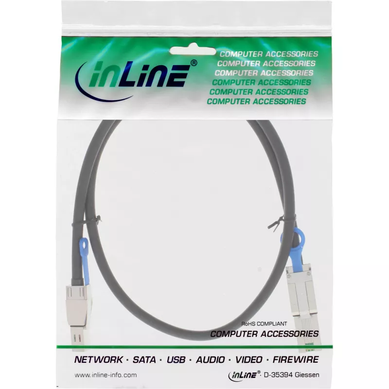 InLine externes Mini-SAS-HD-Kabel SFF-8644 auf SFF-8088 6 Gb/s 2 m