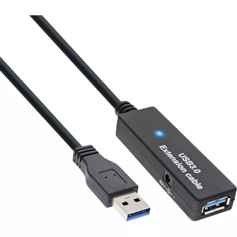 InLine USB3.2 Gen.1 aktives Repeater-Kabel Typ A Stecker / Buchse, schwarz, 15m
