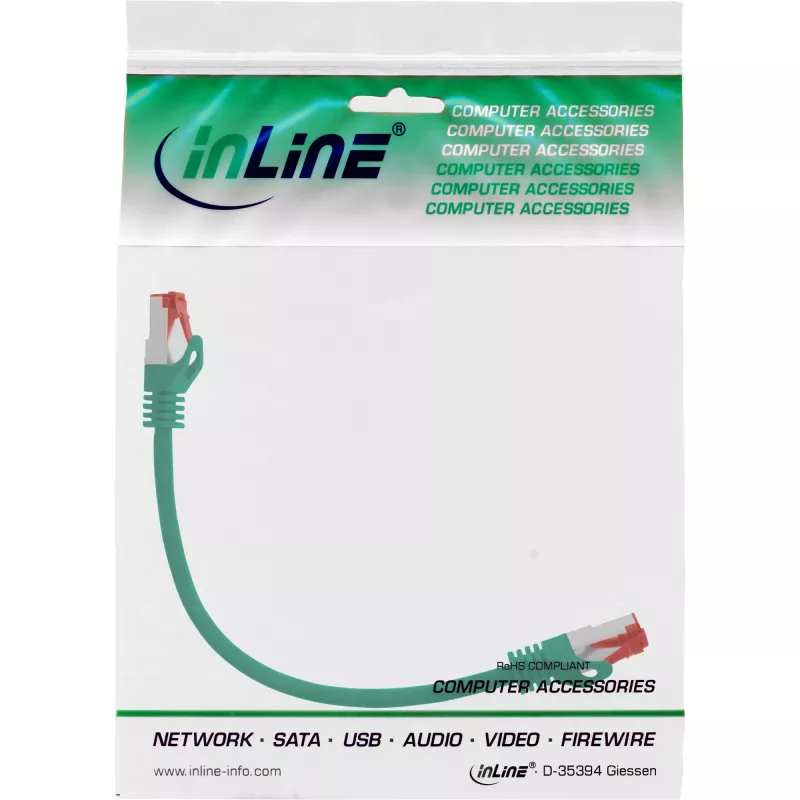InLine Patchkabel S/FTP PiMF Cat.6 250MHz Kupfer halogenfrei grün 0,25m
