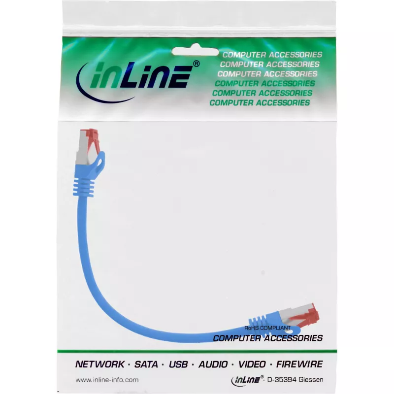 InLine Patchkabel S/FTP PiMF Cat.6 250 MHz Kupfer halogenfrei blau 0,25 m