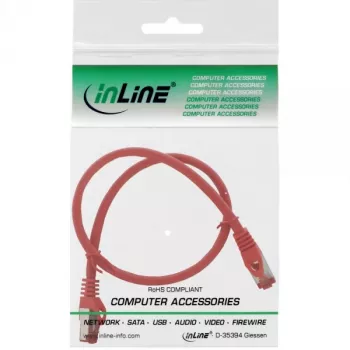 InLine Patchkabel S/FTP PiMF Kat.6 250MHz Kupfer halogenfrei rot 0,3m