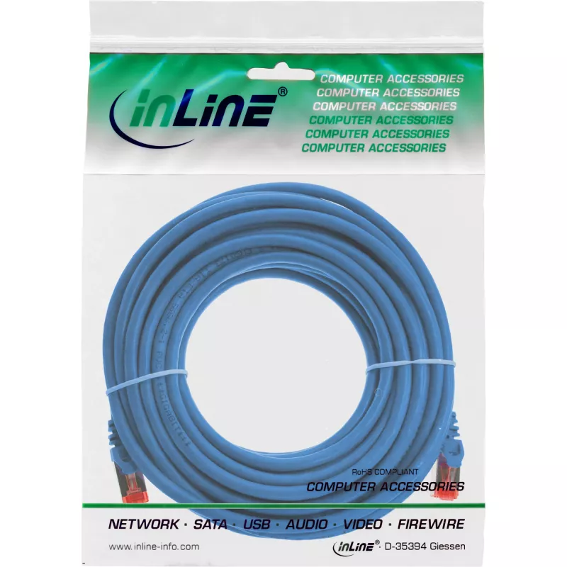 InLine Patchkabel S/FTP PiMF Cat.6 250MHz Kupfer halogenfrei blau 5m