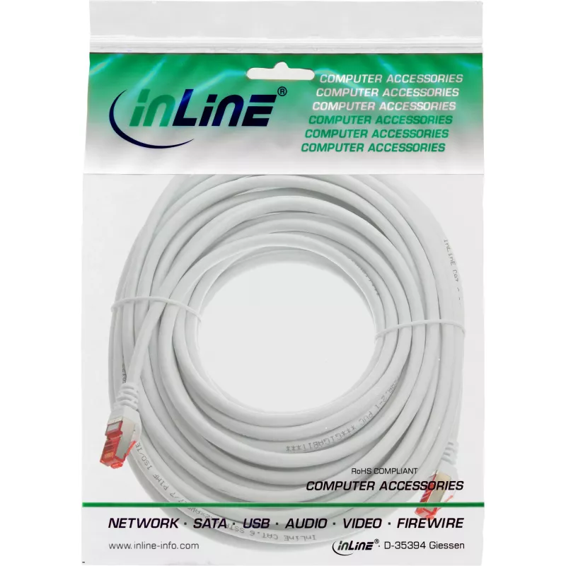 InLine Patchkabel S/FTP PiMF Cat.6 250MHz Kupfer halogenfrei weiß 5m