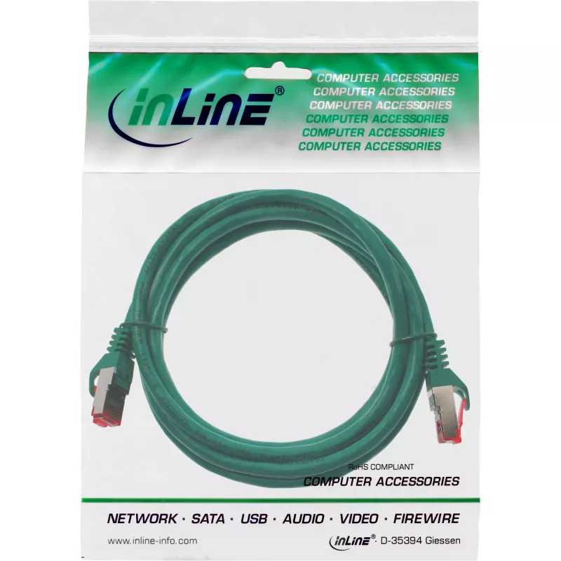 InLine Patchkabel S/FTP PiMF Cat.6 250MHz Kupfer halogenfrei grün 2m