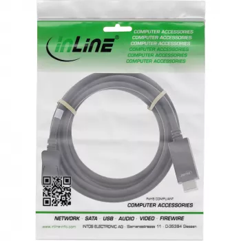 InLine DisplayPort-zu-HDMI-Konverterkabel, 4K/60Hz, schwarz, 1,5 m