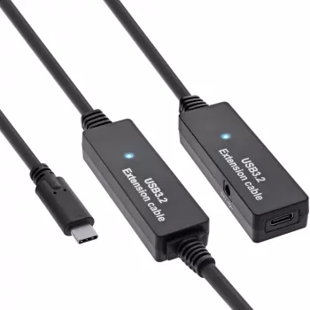 InLine USB 3.2 Gen.1 aktives Verlängerungskabel, USB-C Stecker auf USB-C Buchse, 10 m