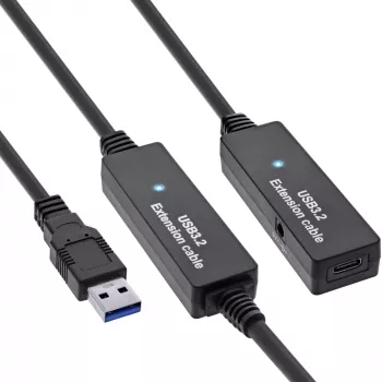 InLine USB 3.2 Gen.1 aktive Verlängerung, USB-A Stecker auf USB-C Buchse, 15m