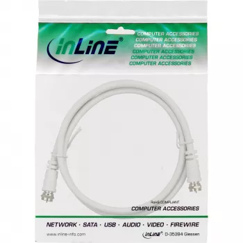 InLine SAT-Kabel 2-fach geschirmt ultraniedrige Dämpfung 2x F-Stecker >75dB weiß 15m