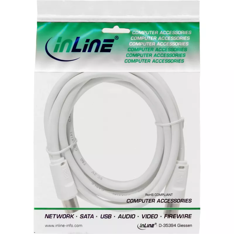 InLine Antennenkabel 2x geschirmt Ultra-Low-Loss >75dB weiß 7m